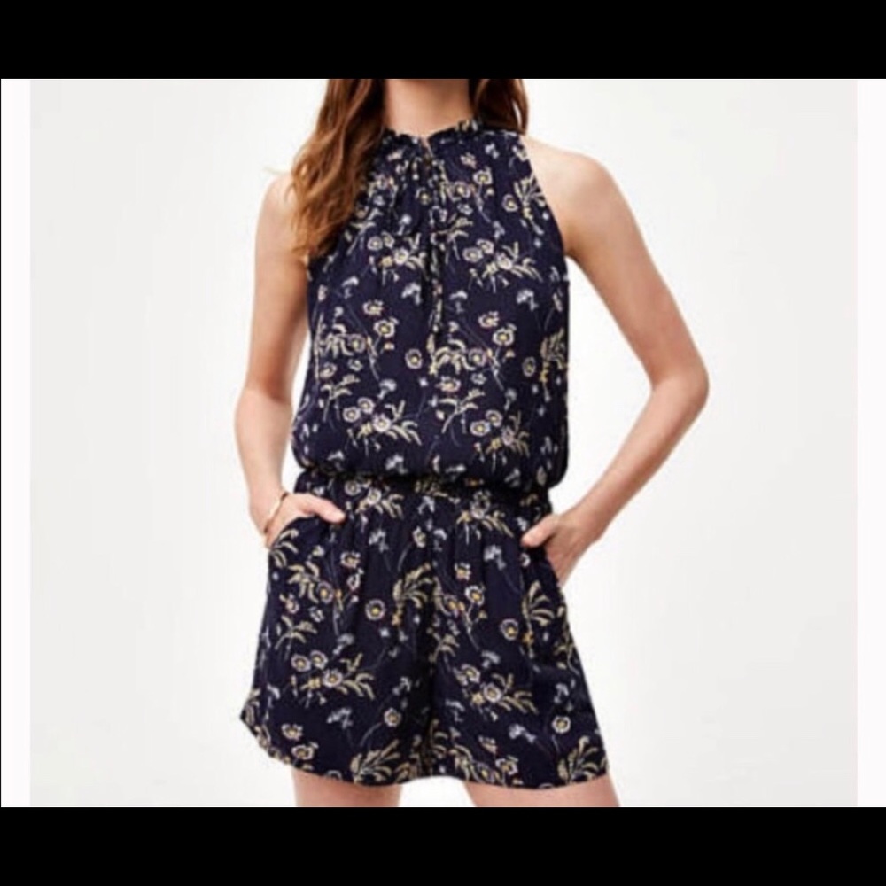 Loft Navy Floral Romper